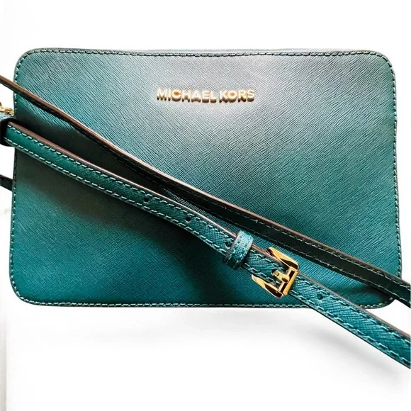 Michael Kors Deep Teal Crossbody Bag with Gold Chain - Picture 5 of 5